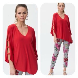 SOLD  Joseph Ribkoff Magna Red Asymmetric Hemline Top